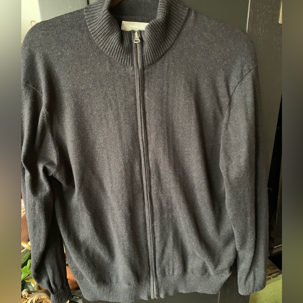 Everlane full zip cotton sweater in organic cotton & cotton coolmax